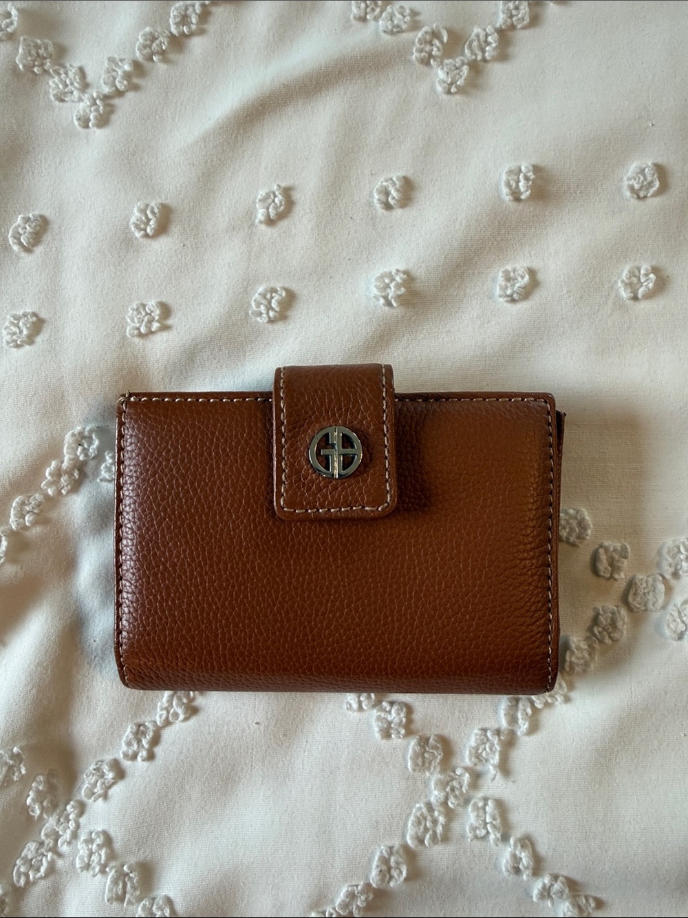Giani Bernini Brown Pebbled Leather Card Wallet with Silver Hardware